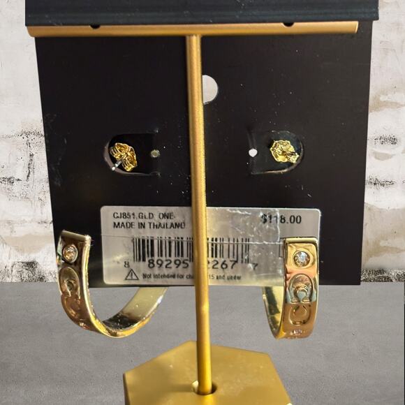 Coach NWT Gold Signature Hoop Earrings - Picture 2 of 4